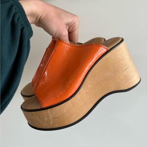 Free People Gabriela Platform Wedge Sandals - Boho/Festival - Orange - Size 7.5